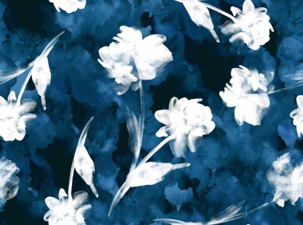 Negative-Space Watercolor Bloom