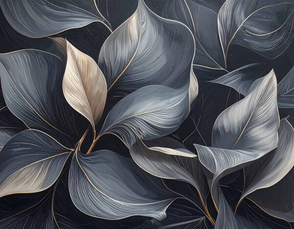 Silver & Slate Metal Leaves