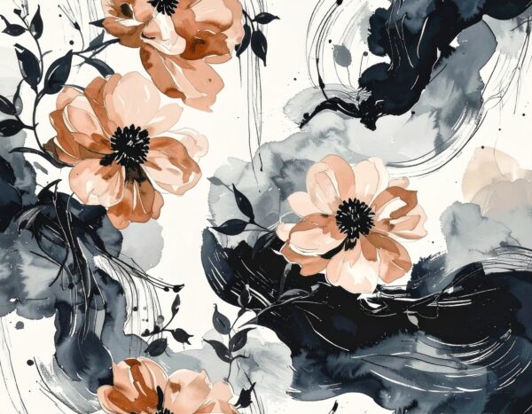 Stormy Peach & Indigo Floral