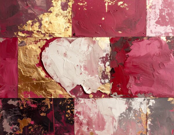 Distressed Heart & Gold Leaf Collage