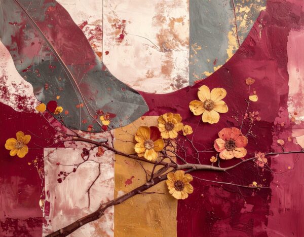 Burgundy & Gold Impasto Branch