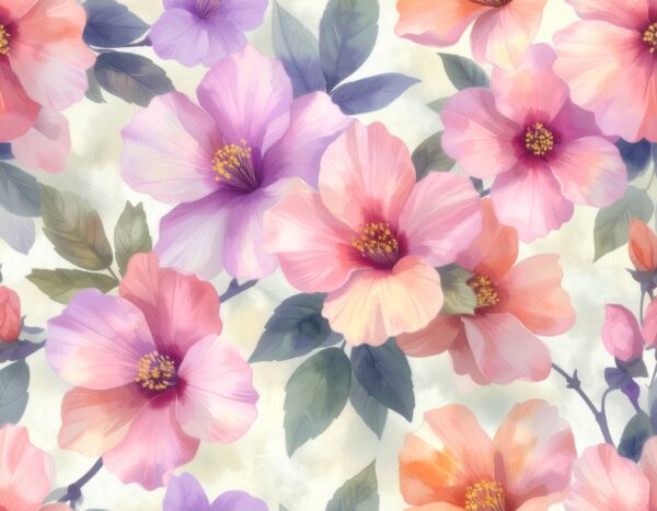 Atmospheric Lilac & Peach Hibiscus