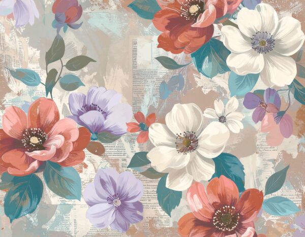 Vintage Collage & Newsprint Floral