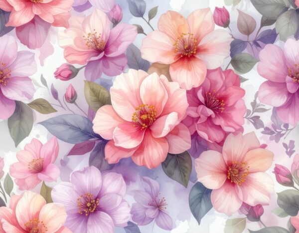 Dense Mauve & Blush Cloud Floral