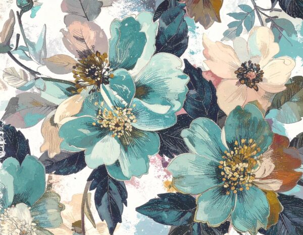 Vintage Turquoise & Gold Resist