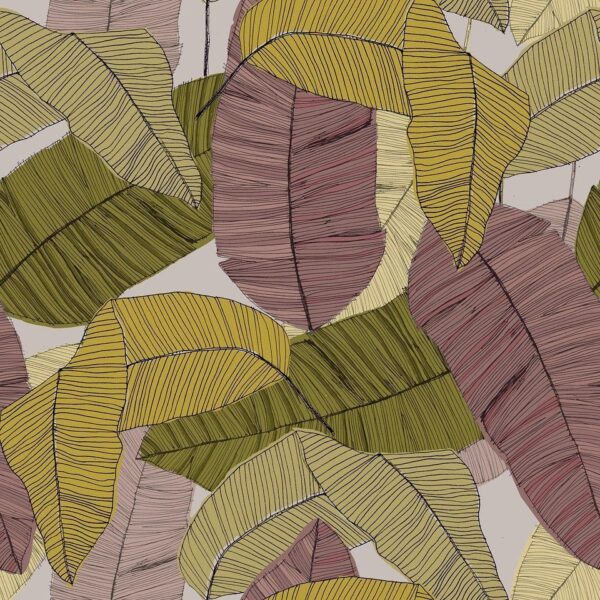 Crimson Ochre & Slate Banana Leaf