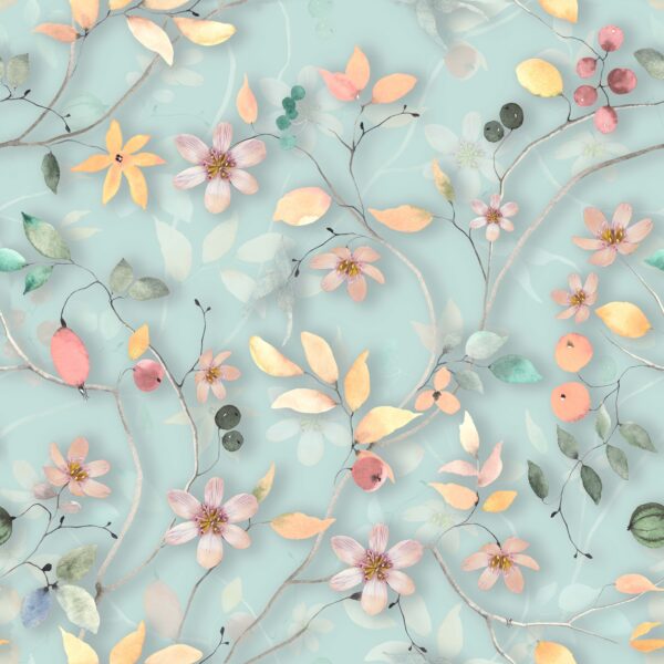 Icy Aqua & Peach Wildflower Drift