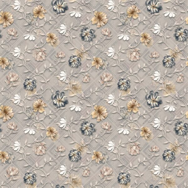 Stone Camellia & Silver Vine Lattice