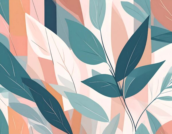 Teal & Terra-Cotta Geometric Foliage