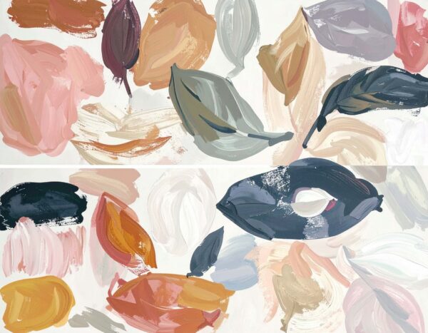 Amber & Slate Horizontal Gestural Diptych