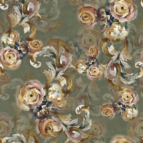 Antique Gilded Scroll & Moss Bloom