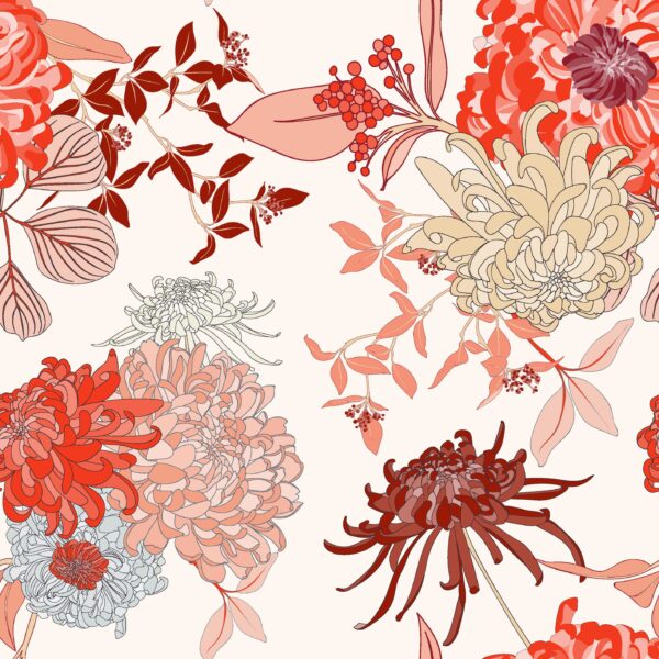Coral & Ochre Chrysanthemum Medley