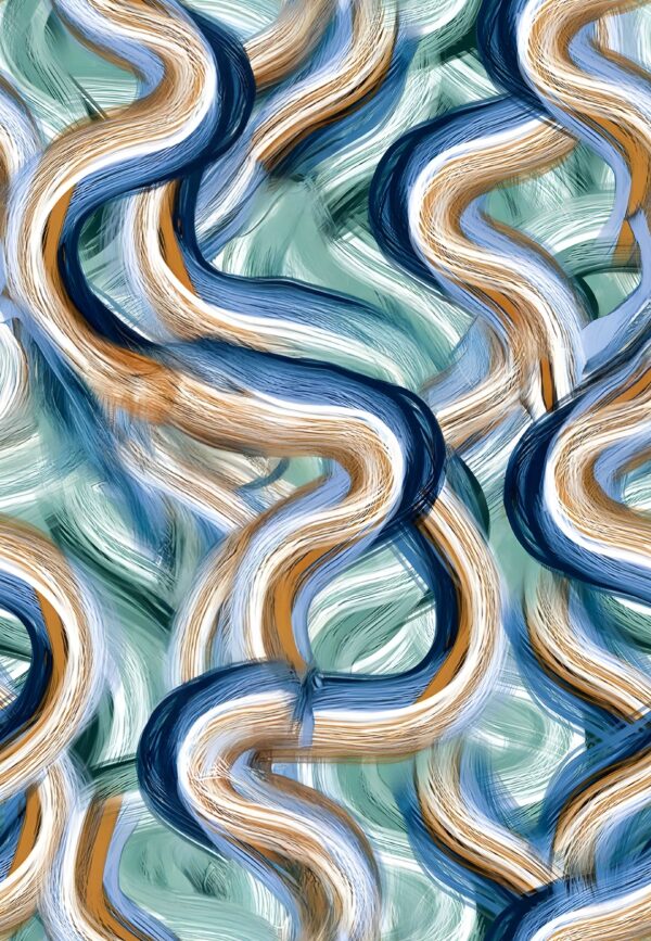 Lapis & Toasted-Amber Sinusoidal