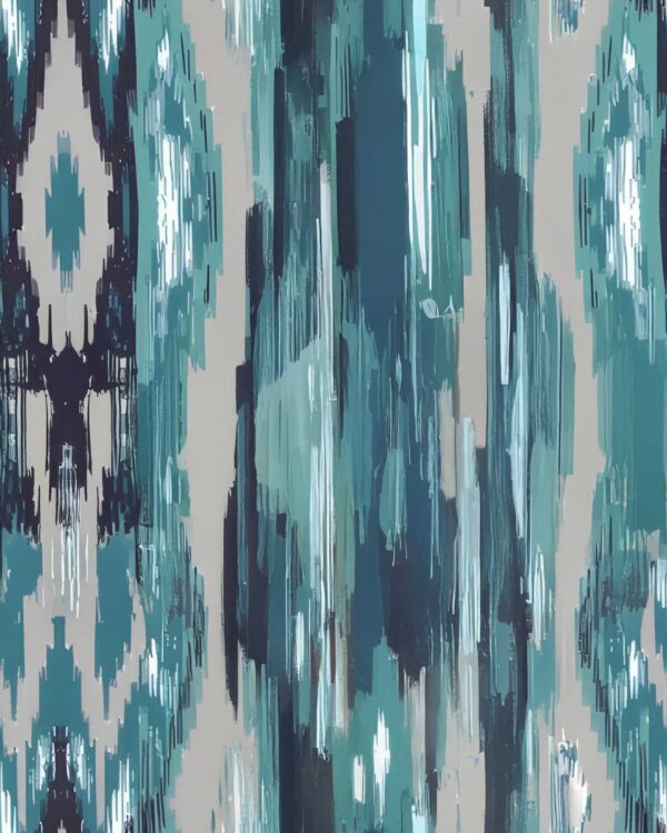 Glacial-Teal & Slate-Quartz Ikat Fragment
