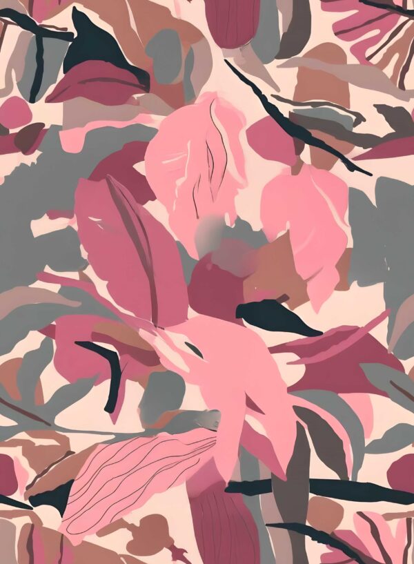Dusty-Rose & Slate-Quartz Botanical Silhouette
