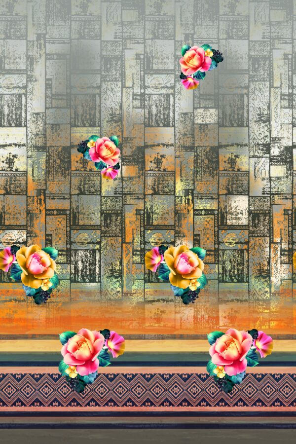 Distressed Brick & Peony Saree Study- Layer File