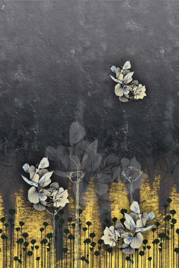 Atmospheric Charcoal & Gilded Botanical Study- Layer File