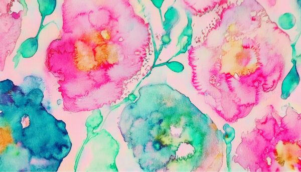 Magenta & Mint Watercolor Bloom
