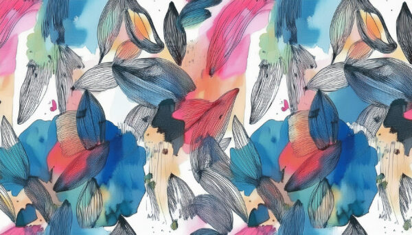 Ultramarine & Fuchsia Floral Sweep