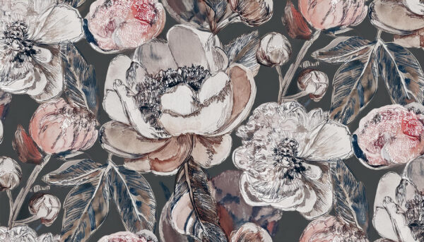 Mauve & Charcoal Etched Bloom