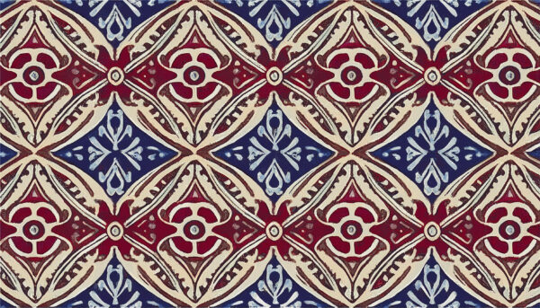 Royal Crimson & Navy Ikat Mosaic