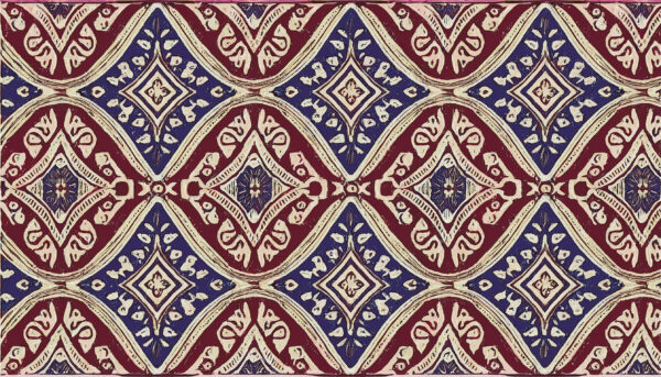 Royal Crimson & Navy Ikat Geometric Diamond