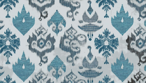 Azure & Slate Ikat Damask Totem