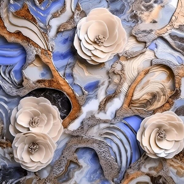 Alabaster & Azure 3D Mixed-Media Relief