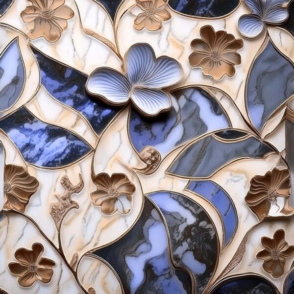 Periwinkle & Ochre 3D Agate Relief