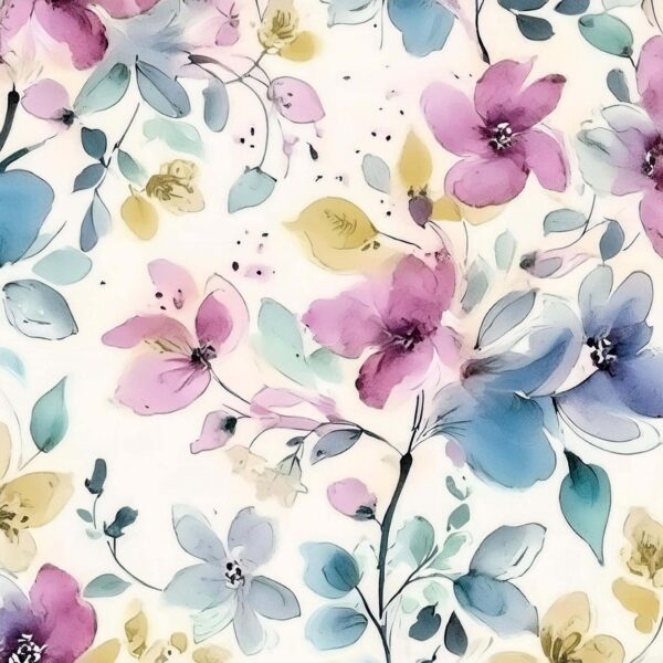 Orchid & Periwinkle Botanical Study