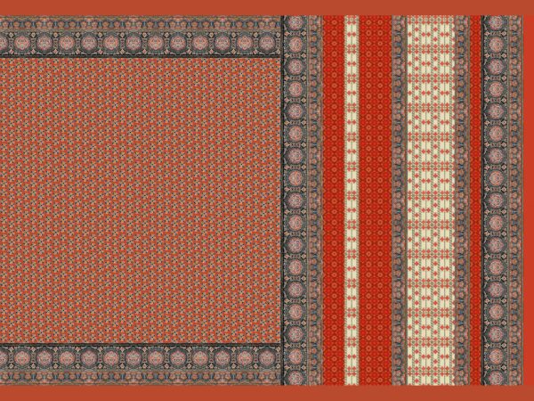 Traditional Ajrakh & Geometric Border Saree- Layer File
