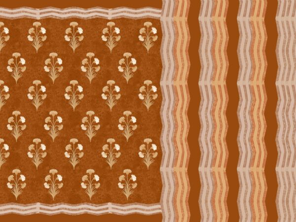 Traditional Floral Buti & Chevron Wave Saree- Layer File