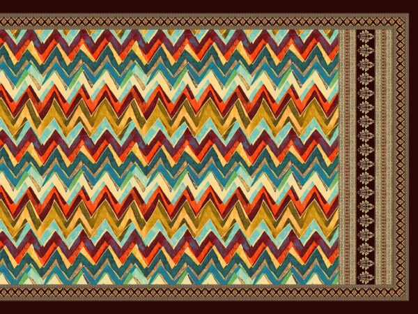 Modern Zig-Zag & Damask Column Saree- Layer File