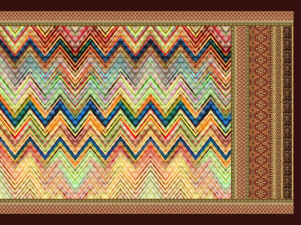 Modern Prismatic Zig-Zag & Ornamental Column Saree- Layer File
