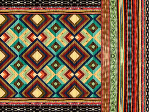 Modern Diamond-Mosaic & Prismatic Textile Saree- Layer File