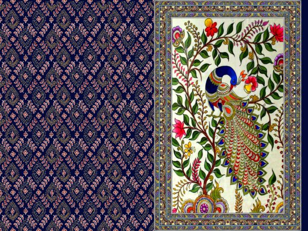 Traditional Kalamkari Peacock & Buti Heritage Study Saree- Layer File