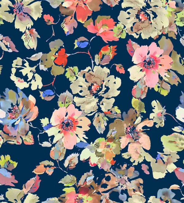 Midnight-Navy Impressionist Meadow