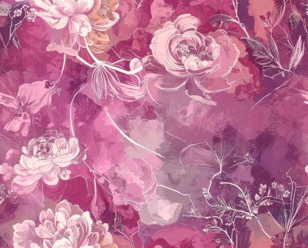 Crimson-Quartz Impasto Floral