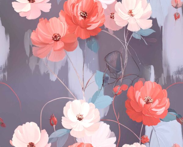 Midnight-Lavender Impasto Flora