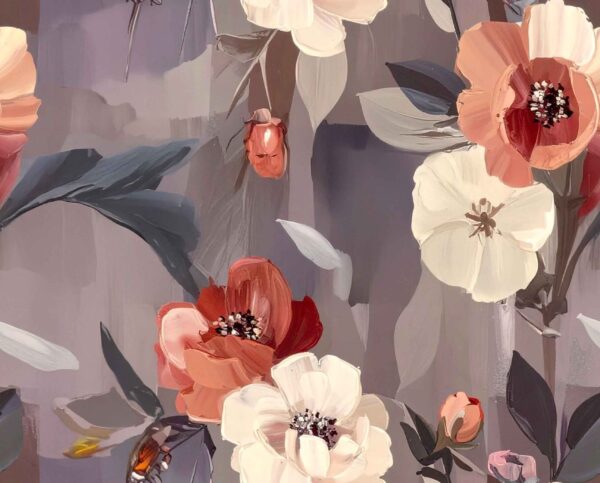 Glacial-Amber Impasto Flora