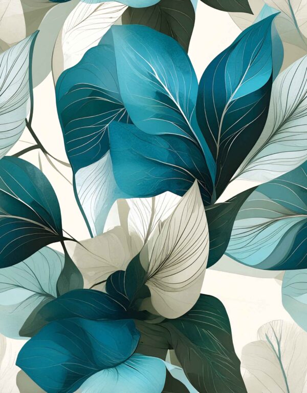 Glacial-Teal Filigree Foliage