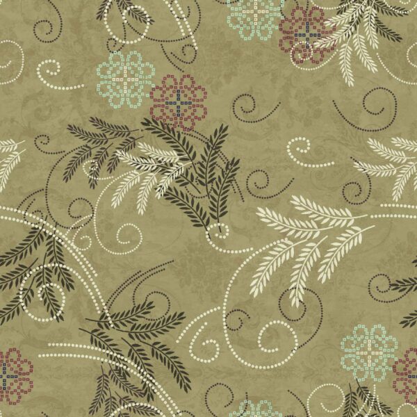 Olive-Earth Bandhani & Fern-Filigree