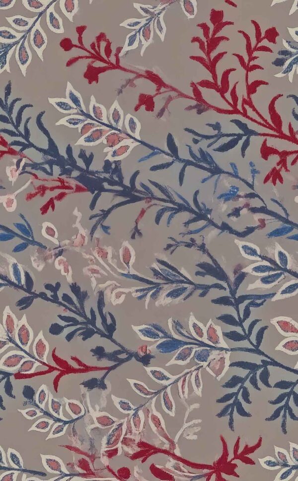 Slate-Mud Folk Block-Print