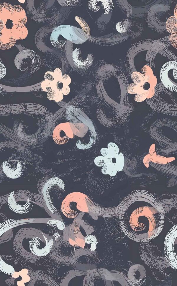 Slate-Charcoal Kinetic Graffiti Meadow