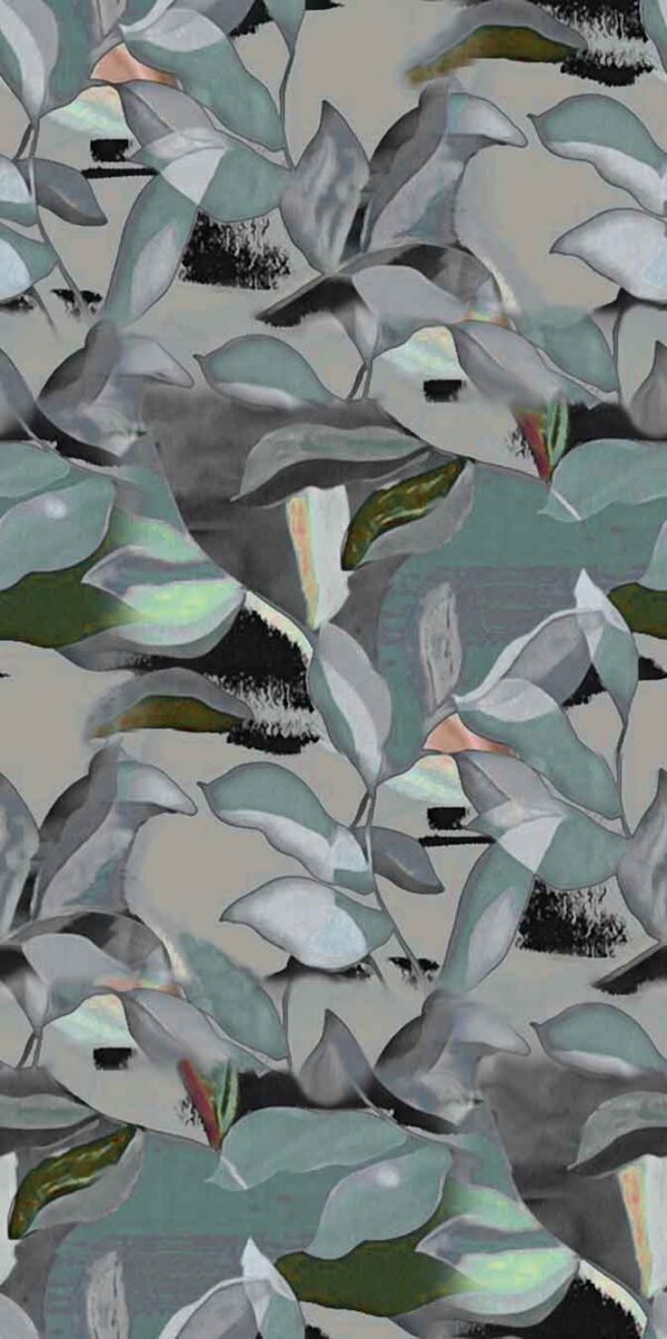 Glacial Slate Mixed-Media Foliage