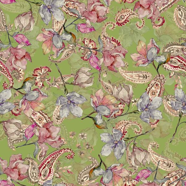 Moss-Meadow Paisley & Watercolor Fusion