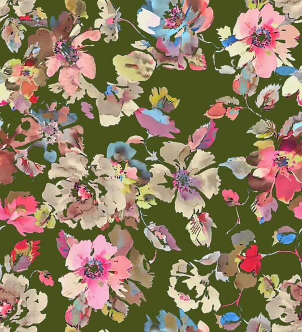 Olive-Moss Impressionist Meadow