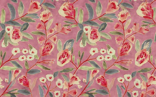 Dusty-Rose Gouache Botanical