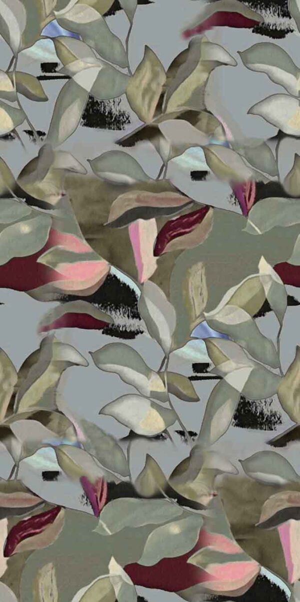 Slate-Mist Mixed-Media Foliage