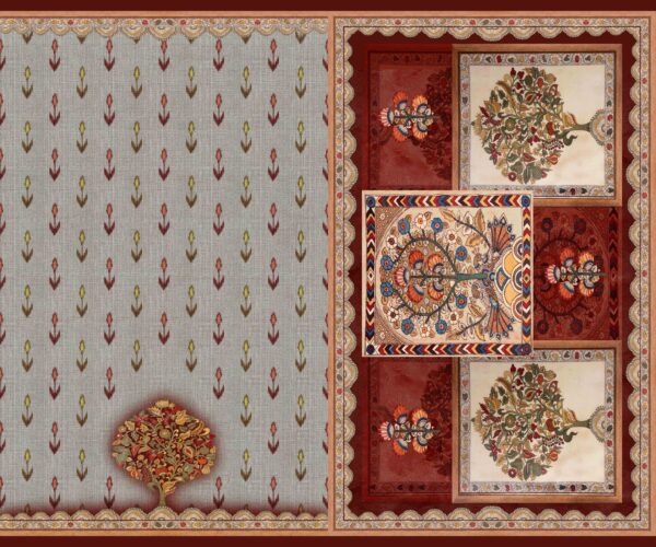 Traditional Floral-Lattice & Mosaic Tree Saree- Layer File